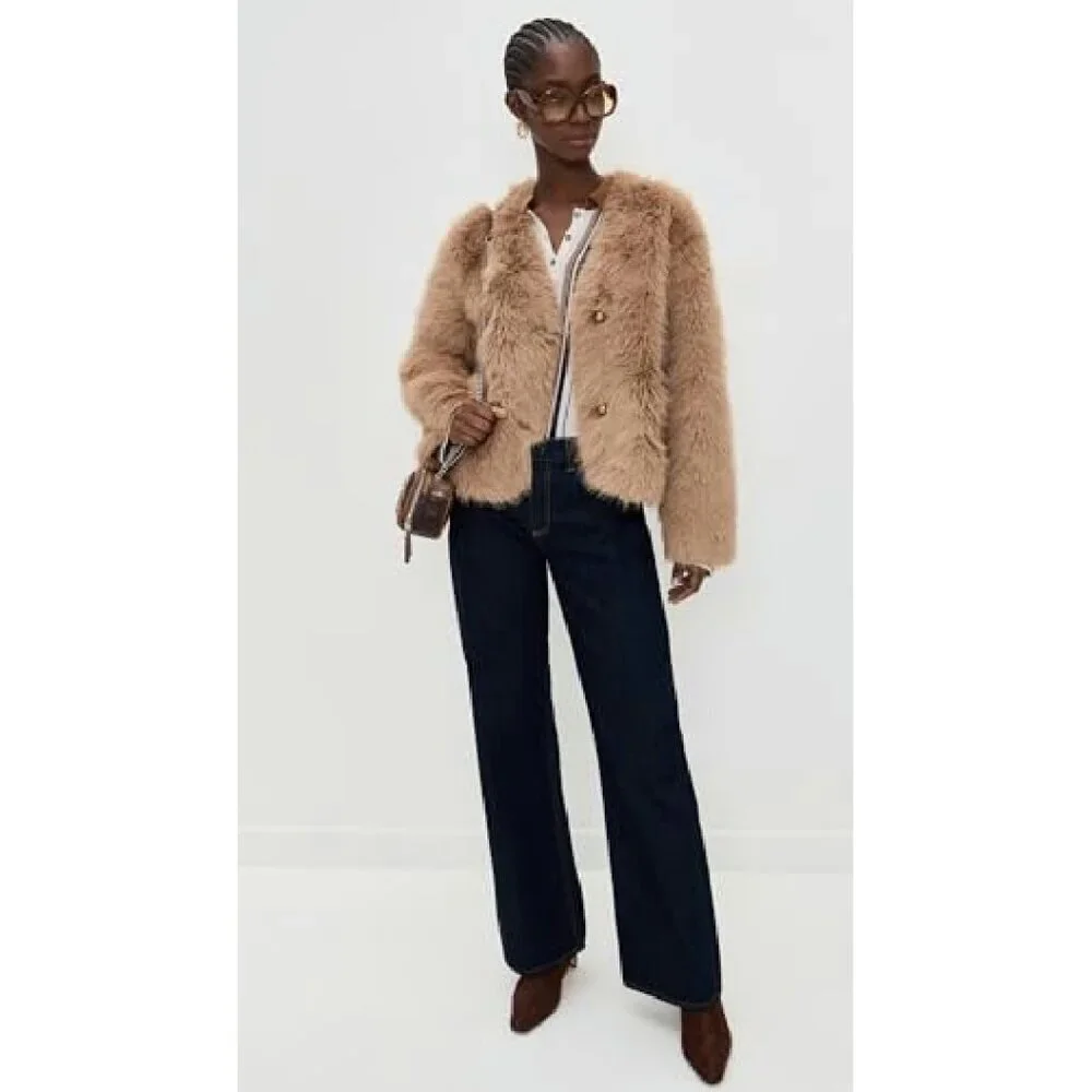Size 14 Heavyweight Faux Fur Jacket with Welt Pockets
